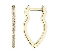 Paar Creolen JOBO "Ohrringe spitz 20 mm mit 40 Zirkonia", vergoldet, weiß, Ohrringe, Damen, Silber 925 (Sterlingsilber), 925 Silber rhodiniert oder vergoldet (51753908-0) vergoldet, weiß