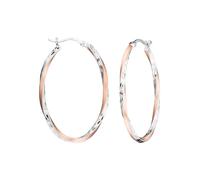 Paar Creolen JOBO "oval", silber (silber 925), Ohrringe, Damen, Silber 925 (Sterlingsilber), 925 Silber bicolor vergoldet (30473838-0) silber 925