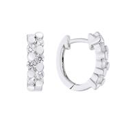 Paar Creolen JOBO "Ovale Ohrringe 15 mm mit 12 Zirkonia", silber 925, weiß, Ohrringe, Damen, Silber 925 (Sterlingsilber), 925 Silber rhodiniert oder vergoldet (76385258-0) silber 925, weiß
