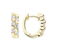 Paar Creolen JOBO "Ovale Ohrringe 15 mm mit 12 Zirkonia", vergoldet, weiß, Ohrringe, Damen, Silber 925 (Sterlingsilber), 925 Silber rhodiniert oder vergoldet (21115668-0) vergoldet, weiß