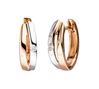Paar Creolen JOBO, rosa (roségold 585), Ohrringe, Damen, SI = kleine Einschlüsse, Diamanten Roségold 585, Diamanten, Roségold 585, 585 Roségold bicolor mit 2 Diamanten (24965904-0) roségold 585