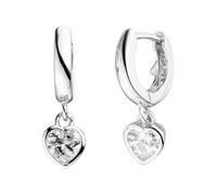 Paar Creolen JOBO, silber (silber 925), Ohrringe, Damen, Silber 925 (Sterlingsilber), Herz 925 Silber mit Zirkonia (51105807-0) silber 925