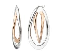 Paar Creolen JOBO, silber (silber 925), Ohrringe, Damen, Silber 925 (Sterlingsilber), oval 925 Silber bicolor vergoldet (19017245-0) silber 925