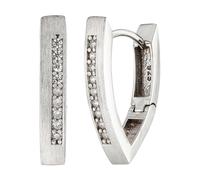 Paar Creolen JOBO, silber (silber 925, weiß), Ohrringe, Damen, Silber 925 (Sterlingsilber), 925 Silber matt mit 18 Zirkonia (59335748-0) silber 925, weiß