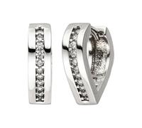 Paar Creolen JOBO, silber (silber 925, weiß), Ohrringe, Damen, Silber 925 (Sterlingsilber), spitz 925 Silber mit 20 Zirkonia (65184123-0) silber 925, weiß