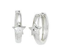 Paar Creolen JOBO "Stern", silber (silber 925), Ohrringe, Damen, 14,1mm, Silber 925 (Sterlingsilber), 925 Silber mit Zirkonia (79831012-0) silber 925