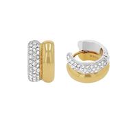 Paar Creolen JOOP "Schmuck, Geschenk", gelbgoldfarben, edelstahlfarben, kristallweiß, kristallweiß, Ohrringe, Damen, 16mm, Edelstahl, mit Zirkonia (synth.) (10063766-0) gelbgoldfarben, edelstahlfarben