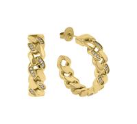 Paar Creolen JOOP "Schmuck, Geschenk", gold (gelbgoldfarben, kristallweiß, kristallweiß), Ohrringe, Damen, 25mm, Edelstahl, mit Zirkonia (synth.) (10483513-0) gelbgoldfarben, kristallweiß, kristallwei