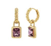 Paar Creolen JOOP "Schmuck, Geschenk", lila (gelbgoldfarben, lila, lila), Ohrringe, Damen, 18mm, Edelstahl, mit Zirkonia (synth.) (88295066-0) gelbgoldfarben, lila, lila
