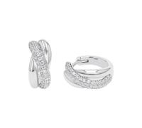 Paar Creolen JOOP "Schmuck, Geschenk", silber (silberfarben, kristallweiß, kristallweiß), Ohrringe, Damen, 16mm, Silber 925 (Sterlingsilber), mit Zirkonia (synth.) (90467152-0) silberfarben, kristallw