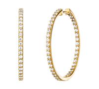 Paar Creolen JULIE JULSEN "925/- Sterling Silber vergoldet Zirkonia 30 mm", gelb (gelb, weiß), Ohrringe, Damen, one-size, Silber 925 (Sterlingsilber), Paar Creolen (95356101-0)