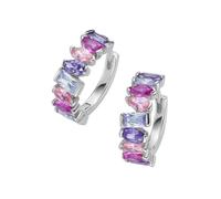 Paar Creolen "Korund pink und Zirkonia mehrfarbig, Silber 925", bunt (mehrfarbig), GIORGIO MARTELLO MILANO, Ohrringe, Damen, Silber 925 (Sterlingsilber) (88472053-0) mehrfarbig