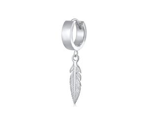 Paar Creolen KUZZOI "Creole Feder Scharnier Single 925 Silber", silber, Ohrringe, Herren, onesize, ohne Stein, Silber 925 (Sterlingsilber) (67064069-0) silber