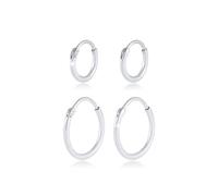 Paar Creolen KUZZOI "Herren Creolen Basic (4 tlg) 925 Silber", silber, Ohrringe, Herren, onesize, ohne Stein, Silber 925 (Sterlingsilber) (71671222-0) silber
