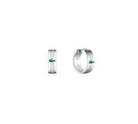 Paar Creolen LACOSTE "STENCIL", silber (edelstahlfarben, grün), Ohrringe, Damen, 14mm, Edelstahl, Emaille (34446421-0) edelstahlfarben, grün