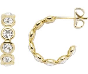 Paar Creolen LEONARDO "Ohrringe Cremona", gold (gelbgoldfarben, kristallweiß, kristallweiß), Ohrringe, Damen, 4mm, Edelstahl, mit Zirkonia (synth.) (38133154-0) gelbgoldfarben, kristallweiß, kristallw