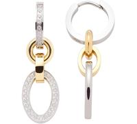 Paar Creolen LEONARDO "Ohrringe Lena", gelb (edelstahlfarben, gelbgoldfarben, kristallweiß, kristallweiß), Ohrringe, Damen, 10mm, Edelstahl, Paar Creolen, mit Zirkonia (synth.) - Einhänger abnehmbar (