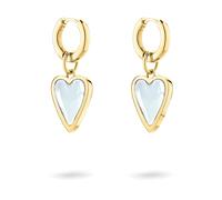Paar Creolen LIEBESKIND BERLIN "Schmuck Ohrringe mit abnehmbaren Herz-Einhängern Glass Heart", gelbgoldfarben, transparent, transparent, Ohrringe, Damen, Edelstahl, mit Glasstein (63566905-0) gelbgold