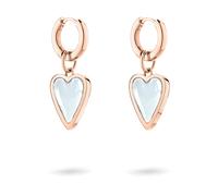 Paar Creolen LIEBESKIND BERLIN "Schmuck Ohrringe mit abnehmbaren Herz-Einhängern Glass Heart", roségoldfarben, transparent, transparent, Ohrringe, Damen, Edelstahl, mit Glasstein (72640945-0) roségold