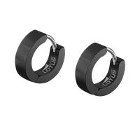 Paar Creolen LOTUS "Men's Earrings", schwarz (schwarz, edelstahlfarben), Ohrringe, Herren, 12mm, Edelstahl (82484941-0) schwarz, edelstahlfarben