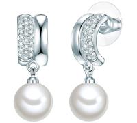 Paar Creolen LULU & JANE "Set: AV227", silber, weiß, Ohrringe, Damen, 28.5,mit Steinen, Glas, mit Glas (12502911-0) silber, weiß