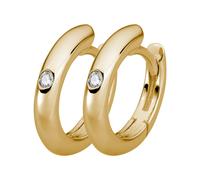 Paar Creolen LYOMI "585/- Gelbgold 2 synth. Diam. 0,04ct.", gelb, weiß, Ohrringe, Damen, one-size, 0,04 VS = sehr kleine Einschlüsse, Gold (18264442-0) gelb, weiß