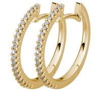 Paar Creolen LYOMI "585/- Gelbgold 38 synth. Diam. 0,24ct.", gelb, weiß, Ohrringe, Damen, one-size, 0,24 VS = sehr kleine Einschlüsse, Gold (67913422-0) gelb, weiß