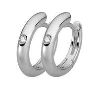 Paar Creolen LYOMI "585/- Weißgold 2 synth. Diam. 0,04ct.", weiß, weiß, Ohrringe, Damen, one-size, 0,04 VS = sehr kleine Einschlüsse, Gold, Paar Creolen (89734163-0)