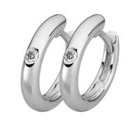 Paar Creolen LYOMI "585/- Weißgold 2 synth. Diam. 0,06ct.", weiß, weiß, Ohrringe, Damen, one-size, 0,06 VS = sehr kleine Einschlüsse, Gold, Paar Creolen (53169532-0)