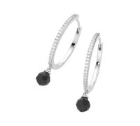 Paar Creolen "mit schwarzen Achat-Kugeln und Zirkonia, Silber 925", silber, GIORGIO MARTELLO MILANO, Ohrringe, Damen, Silber 925 (Sterlingsilber) (57975325-0) silber