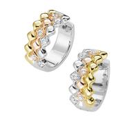Paar Creolen "mit Zirkonia, tricolor, Silber 925", rosa (silber, rosé vergoldet, silber vergoldet), GIORGIO MARTELLO MILANO, Ohrringe, Damen, Silber 925 (Sterlingsilber) (59274245-0) silber, rosé verg