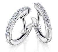 Paar Creolen ONE ELEMENT "0,10 ct Diamant Brillant Ohrringe Creolen aus 585 Weißgold", silber, Ohrringe, Damen, Damen, 0,1 mit Diamant, Diamanten Gold Weißgold 585, Diamanten, Gold, Weißgold 585, Sorg
