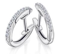 Paar Creolen ONE ELEMENT "0,10 ct Diamant Brillant Ohrringe Creolen aus 585 Weißgold", silber, Ohrringe, Damen, Damen, 0,1 mit Diamant, Diamanten Gold Weißgold 585, Diamanten, Gold, Weißgold 585, Sorg