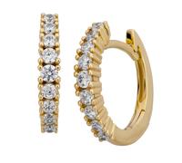 Paar Creolen OROLINO "Gold 333 mit 18 weißen Zirkonia-Steinen", gelb (gelb, weiß), Ohrringe, Damen, one-size, Gold (76811208-0) gelb, weiß