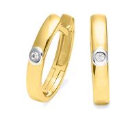 Paar Creolen OROLINO "Gold 585 mit 2 Brillanten zus. 0,02ct.", gelb (gelb, weiß), Ohrringe, Damen, one-size, 0,02 SI = kleine Einschlüsse, Gold (56933259-0) gelb, weiß
