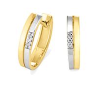 Paar Creolen OROLINO "Gold 585 mit 6 Brillanten zus. 0,03ct.", gelb (gelb, weiß), Ohrringe, Damen, one-size, 0,03 SI = kleine Einschlüsse, Gold (62848246-0) gelb, weiß