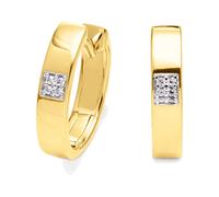 Paar Creolen OROLINO "Gold 585 mit 6 Brillanten zus. 0,03ct.", gelb (gelb, weiß), Ohrringe, Damen, one-size, 0,03 SI = kleine Einschlüsse, Gold (40517000-0) gelb, weiß