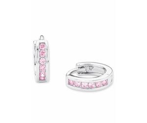 Paar Creolen PRINZESSIN LILLIFEE "2016524", rosa (silber, 925, rosa, rosa), Ohrringe, Mädchen, Silber 925 (Sterlingsilber), mit Zirkonia (synth.) (673514-0) silber, 925, rosa, rosa