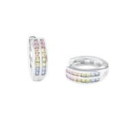 Paar Creolen PRINZESSIN LILLIFEE "2024374", bunt (silberfarben, rosa, gelb, blau, grün, rosa, gelb, blau, grün), Ohrringe, Mädchen, Silber 925 (Sterlingsilber), mit Zirkonia (synth.) (48965138-0) silb