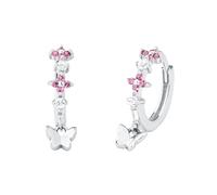 Paar Creolen PRINZESSIN LILLIFEE "Schmetterlinge", rosa (silberfarben, weiß, pink, weiß, pink), Ohrringe, Mädchen, Silber 925 (Sterlingsilber), mit Zirkonia (synth.) (58424109-0) silberfarben, weiß, p