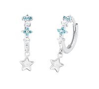 Paar Creolen PRINZESSIN LILLIFEE "Sterne", bunt (silberfarben, weiß, blau, weiß, blau), Ohrringe, Mädchen, Silber 925 (Sterlingsilber), mit Zirkonia (synth.) (52822553-0) silberfarben, weiß, blau, wei