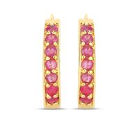 Paar Creolen RAFAELA DONATA "Set: K68", gelbgold, rot, Ohrringe, Damen, 18, aus Sterling Silber (92893517-0) gelbgold, rot