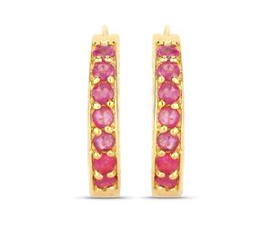 Paar Creolen RAFAELA DONATA "Set: K68", gelbgold, rot, Ohrringe, Damen, 18, aus Sterling Silber (92893517-0) gelbgold, rot