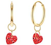 Paar Creolen RAFAELA DONATA "Set: RD5029", gelb (gelbgold, rot), Ohrringe, Damen, 27,7,mit Zirkonia, Silber 925 (Sterlingsilber), mit Zirkonia (96665232-0) gelbgold, rot