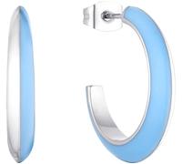 Paar Creolen S.OLIVER "2037974", bunt (edelstahlfarben, hellblau), Ohrringe, Damen, 23mm, Edelstahl, Paar Creolen, mit Emaille (20514157-0)