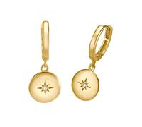 Paar Creolen S.OLIVER "Stern", gold (gelbgoldfarben, weiß, kristallweiß), Ohrringe, Damen, Silber 925 (Sterlingsilber), Paar Creolen, mit Zirkonia (synth.) (85998702-0)