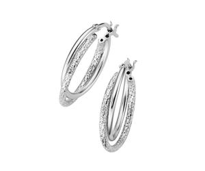 Paar Creolen SMART JEWEL "zweireihig, glänzend und strukturiert, Silber 925", silber, Ohrringe, Damen, Silber 925 (Sterlingsilber) (95929849-0) silber