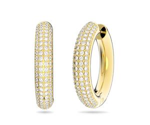 Paar Creolen SWAROVSKI "Dextera", gold (gelbgoldfarben, metallfarben, kristallweiß, kristallweiß), Ohrringe, Damen, Metall, mit Swarovski Kristall (20711967-0) gelbgoldfarben, metallfarben, kristallwe