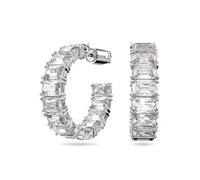 Paar Creolen SWAROVSKI "Matrix Baguette", silber (metallfarben, kristallweiß, kristallweiß), Ohrringe, Damen, Metall, mit Swarovski Kristall (28899645-0) metallfarben, kristallweiß, kristallweiß