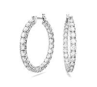 Paar Creolen SWAROVSKI "Matrix", silber (metallfarben, kristallweiß, kristallweiß), Ohrringe, Damen, 30mm, Metall, mit Swarovski Kristall (63368041-0) metallfarben, kristallweiß, kristallweiß